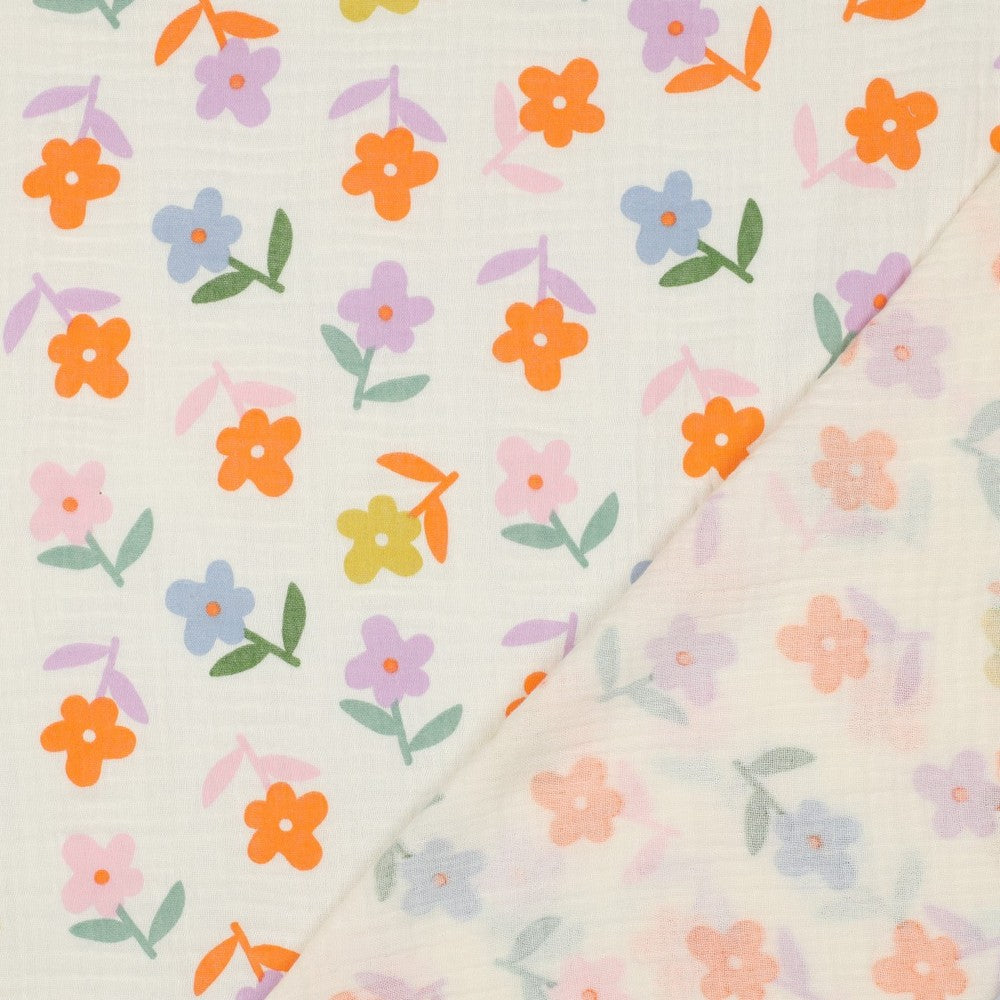 DOUBLE GAZE IMPRIMEE Grandes Fleurs