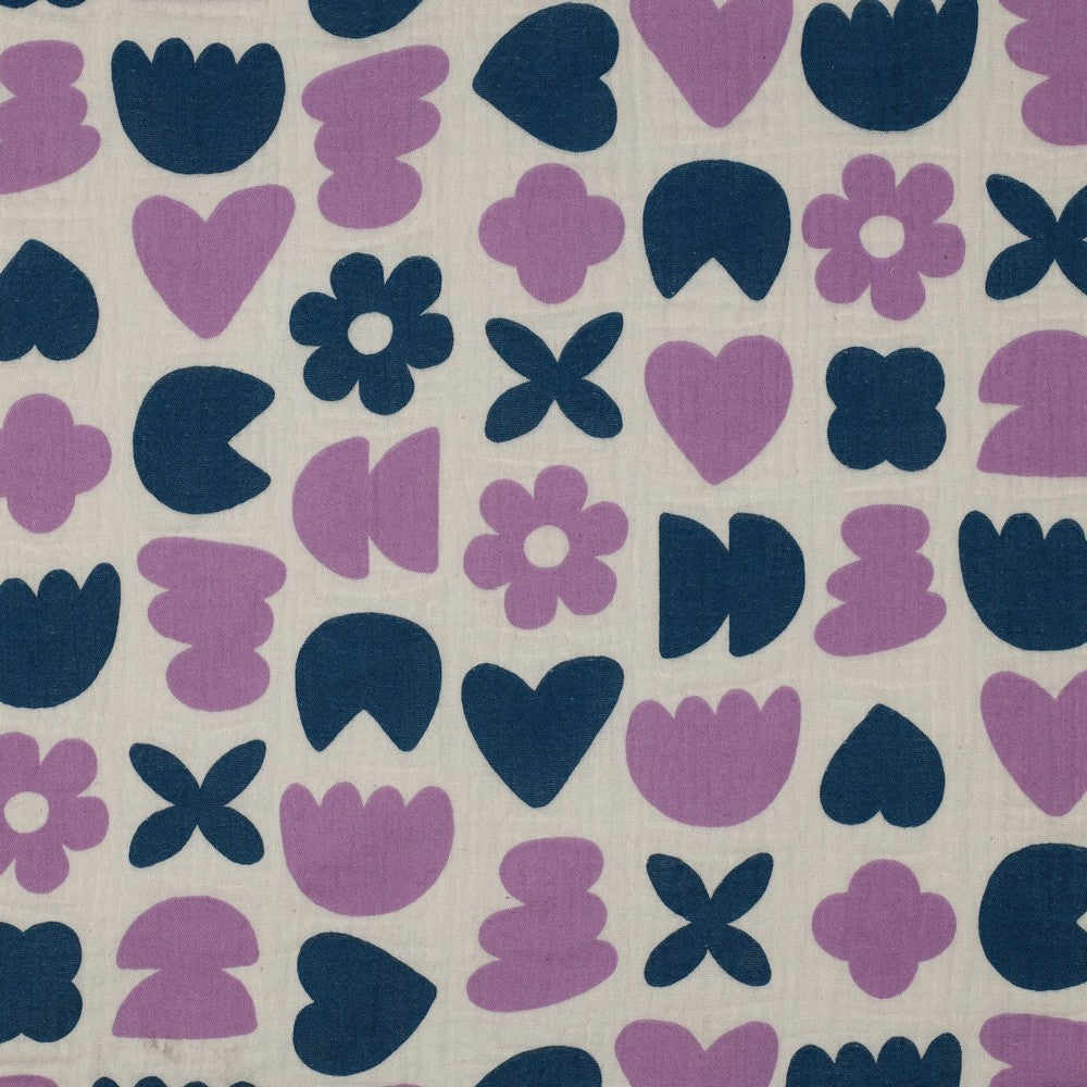 DOUBLE GAZE IMPRIMEE Formes Géométriques Violet