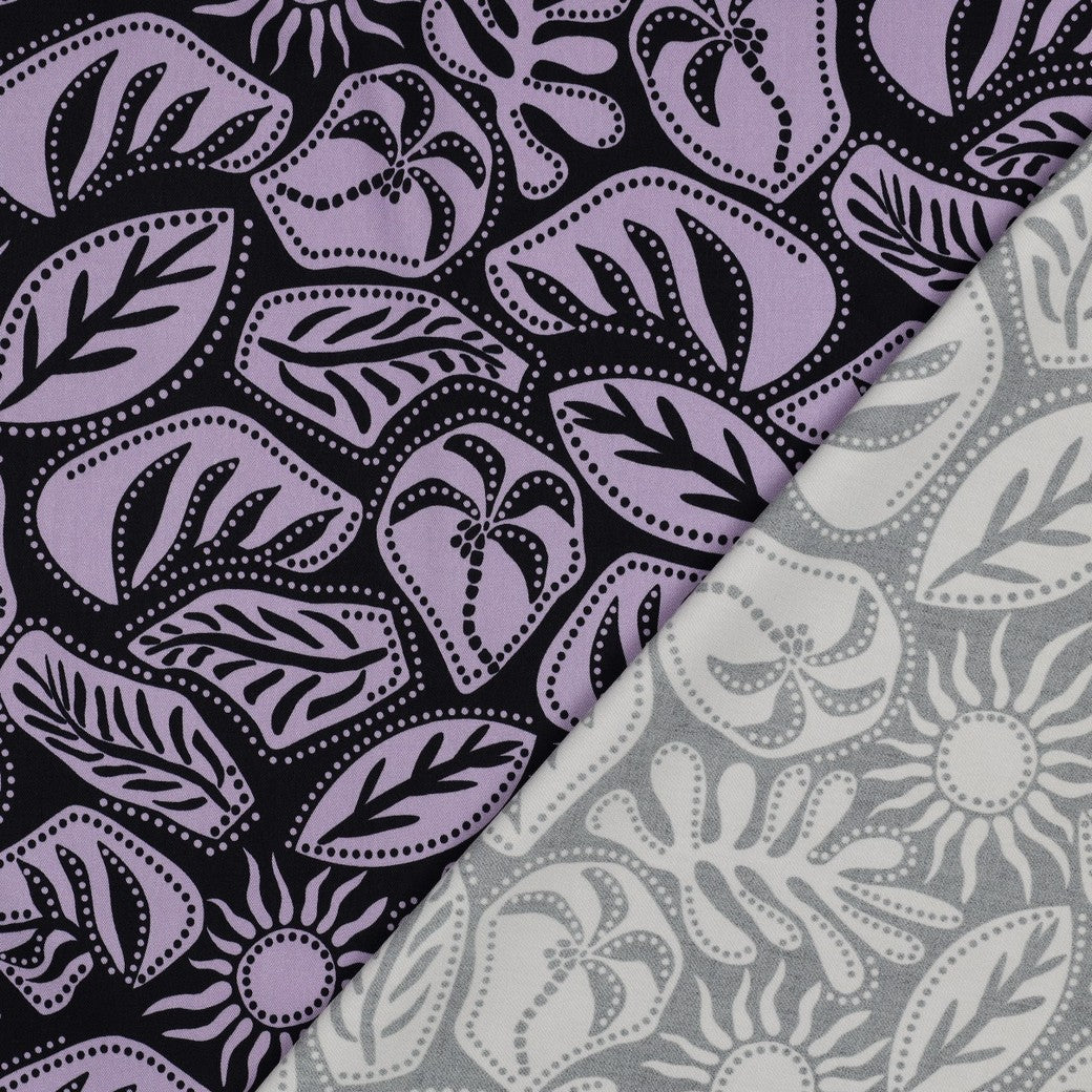 VISCOSE STRETCH IMPRIMEE Bi couleur Parme et Marine