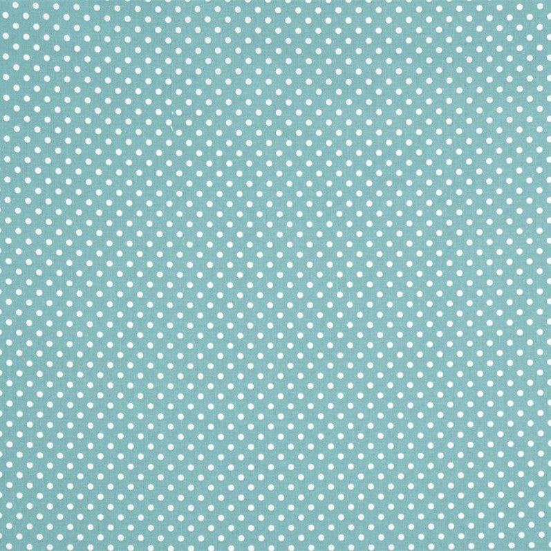 COTON IMPRIME Pois Blanc fond Bleu clair