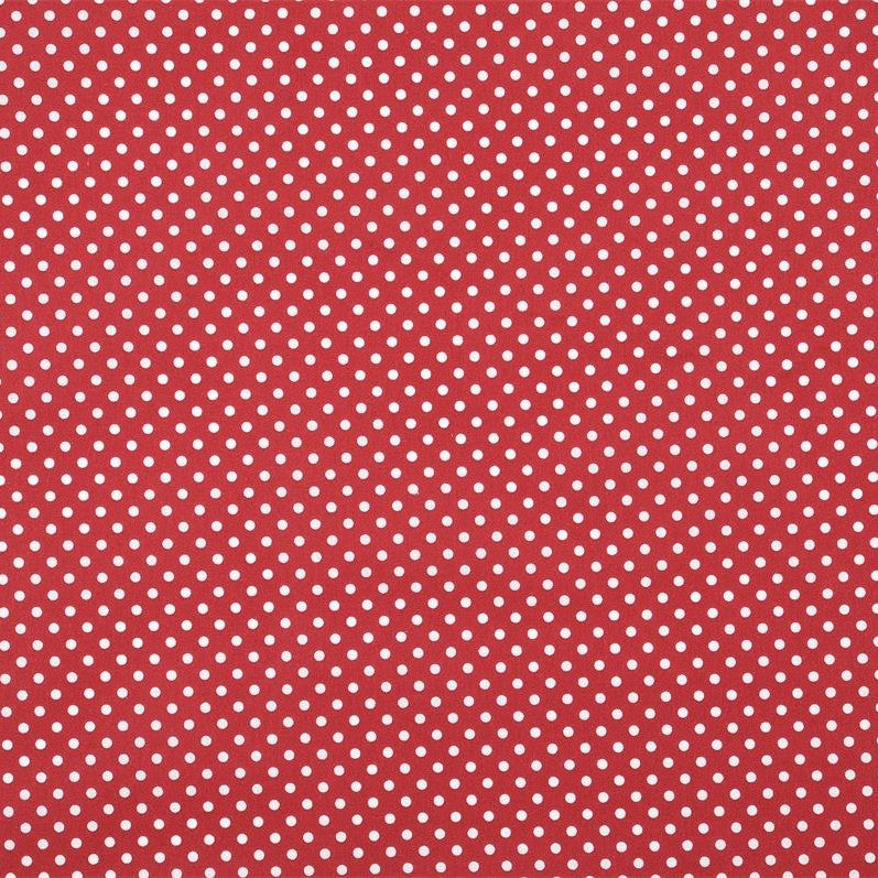 COTON IMPRIME Pois Blanc fond Rouge