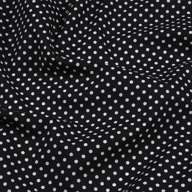 COTON IMPRIME Pois Blanc fond Noir