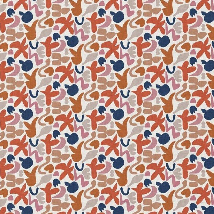 COTON IMPRIME GRAPHIQUE Caramel et Rose