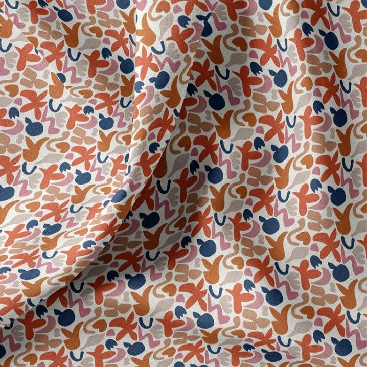 COTON IMPRIME GRAPHIQUE Caramel et Rose