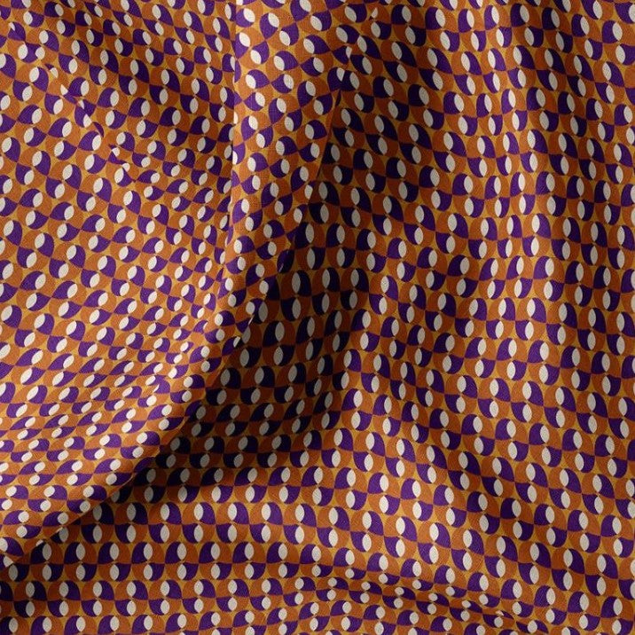COTON IMPRIME GRAPHIQUE Caramel et Violet