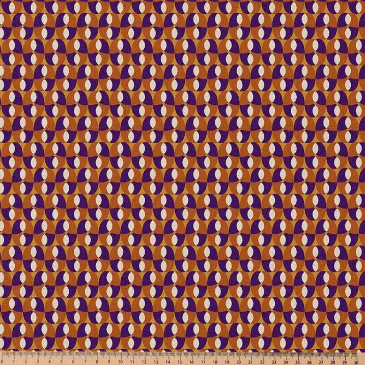 COTON IMPRIME GRAPHIQUE Caramel et Violet