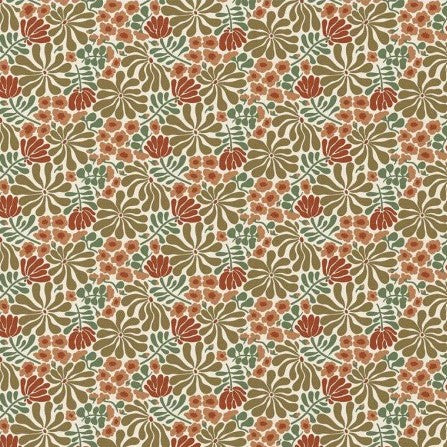 COTON IMPRIME GRAPHIQUE Kaki et Ocre