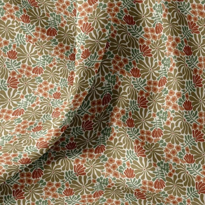 COTON IMPRIME GRAPHIQUE Kaki et Ocre