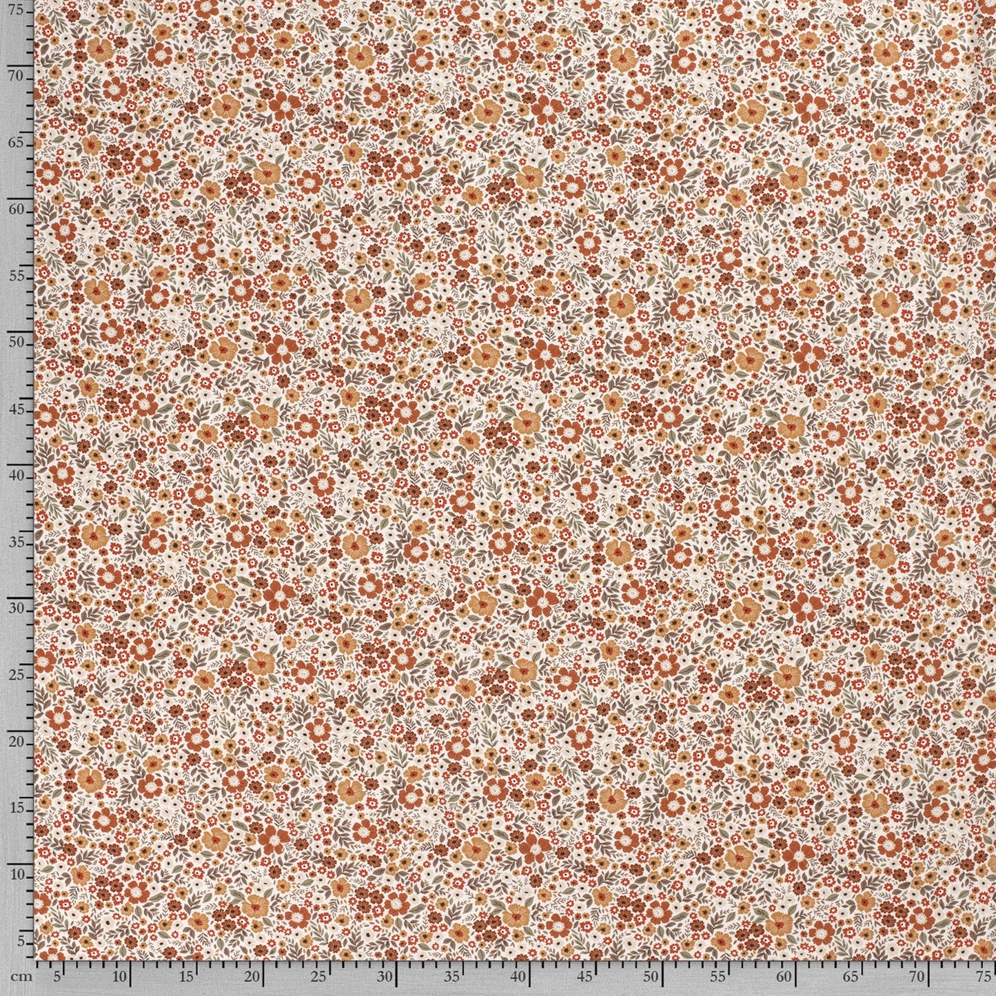 JERSEY DE COTON IMPRIME Petites Fleurs Marron