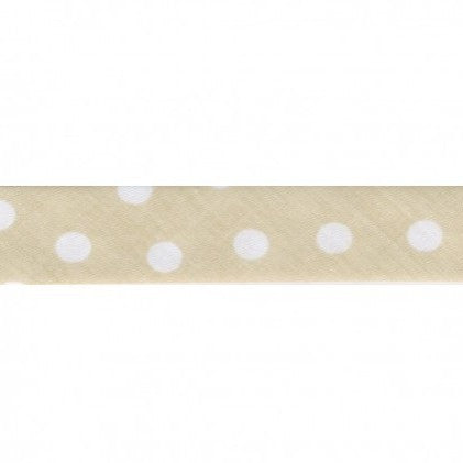 BIAIS IMPRIME Fond Beige pois Blanc-20 cm