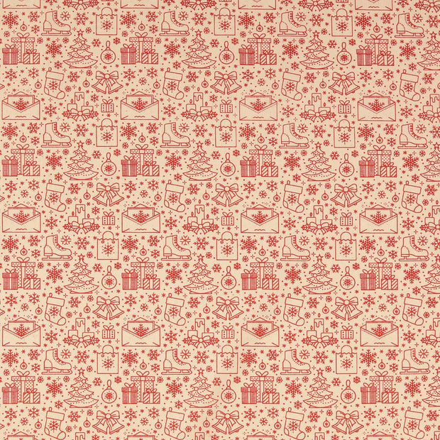 COTON IMPRIME Noel Bi couleur Cadeaux Rouge