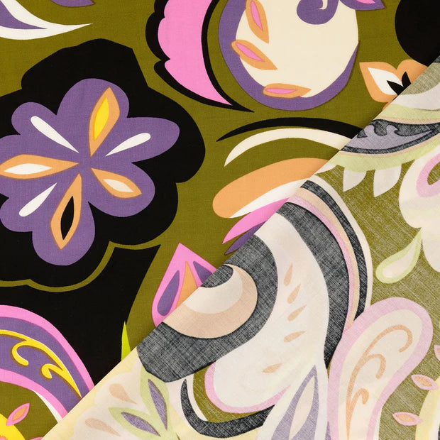 VISCOSE IMPRIMEE Fleurs et Cachemire