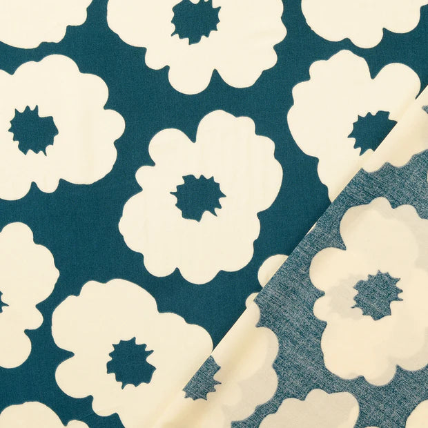 VISCOSE IMPRIMEE Grandes Fleurs Canard