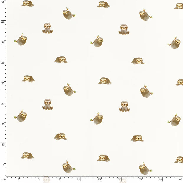 JERSEY DE COTON IMPRIME Digital Petits Paresseux