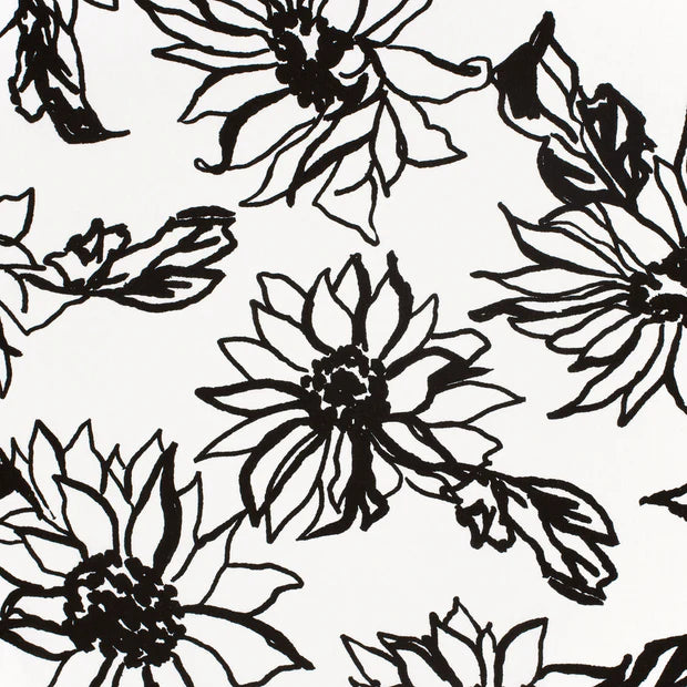 VISCOSE LIN IMPRIME Grandes fleurs Bi Color Noir et Blanc