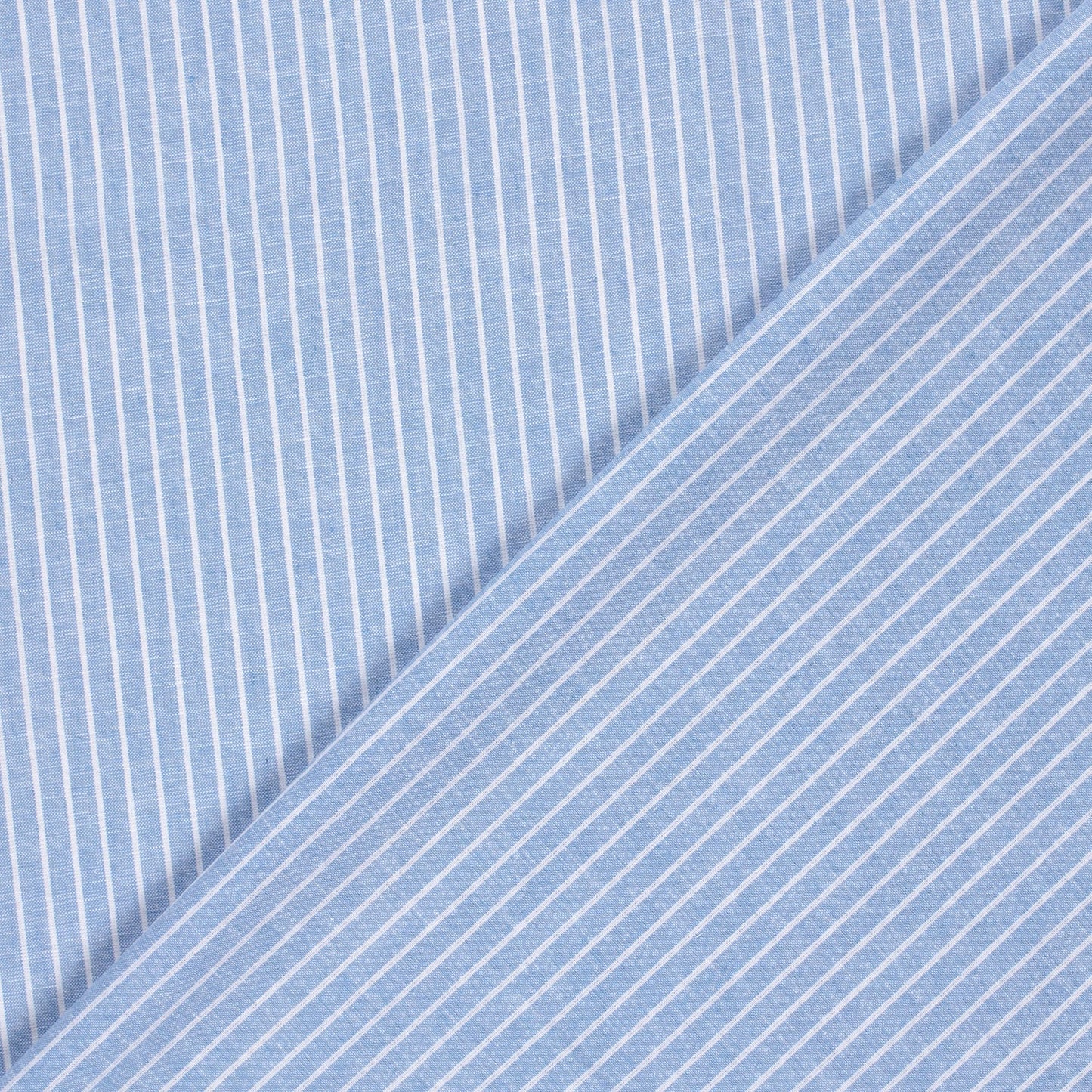 LIN COTON Chambray Grandes rayures fond Bleu
