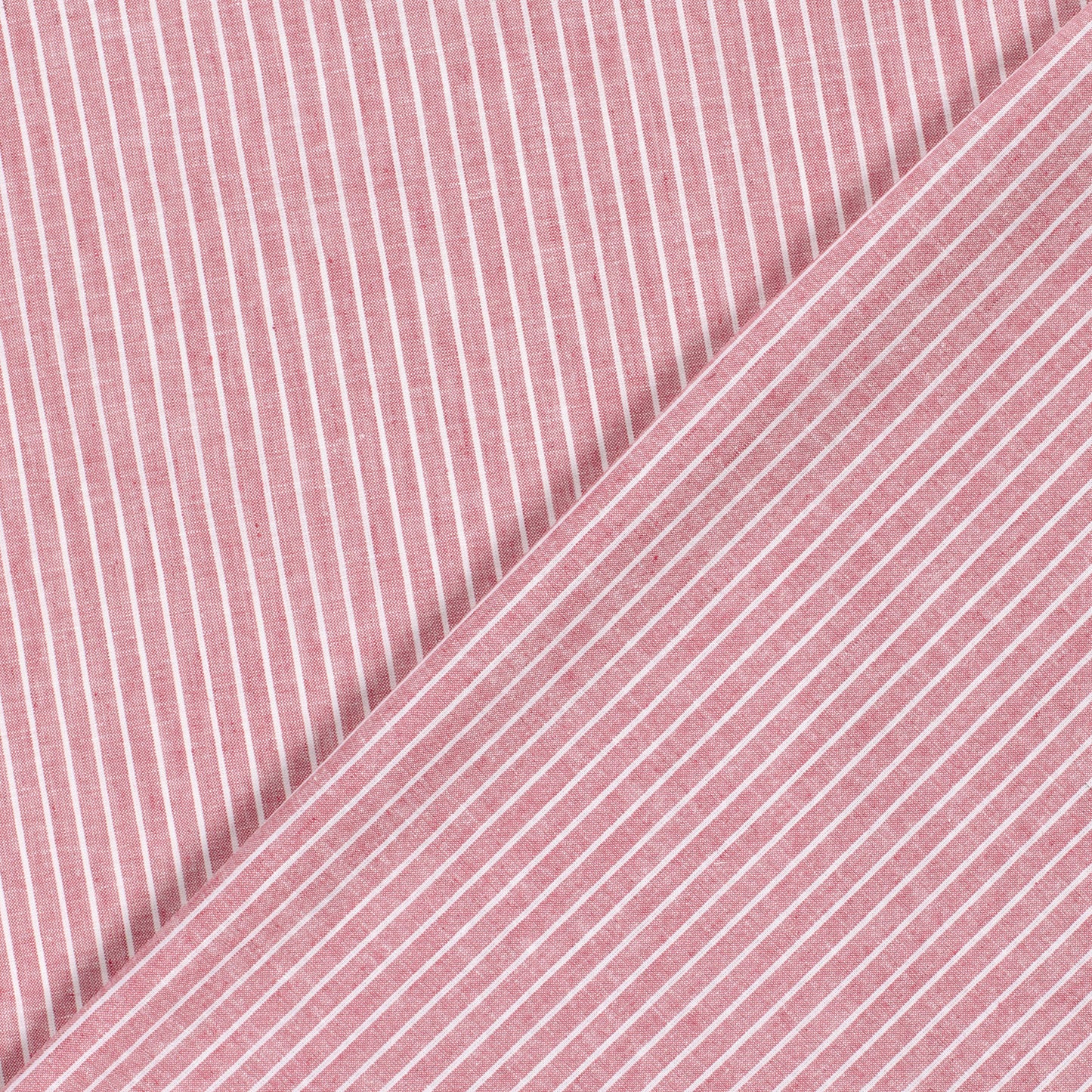 LIN COTON Chambray Grandes rayures fond Rouge
