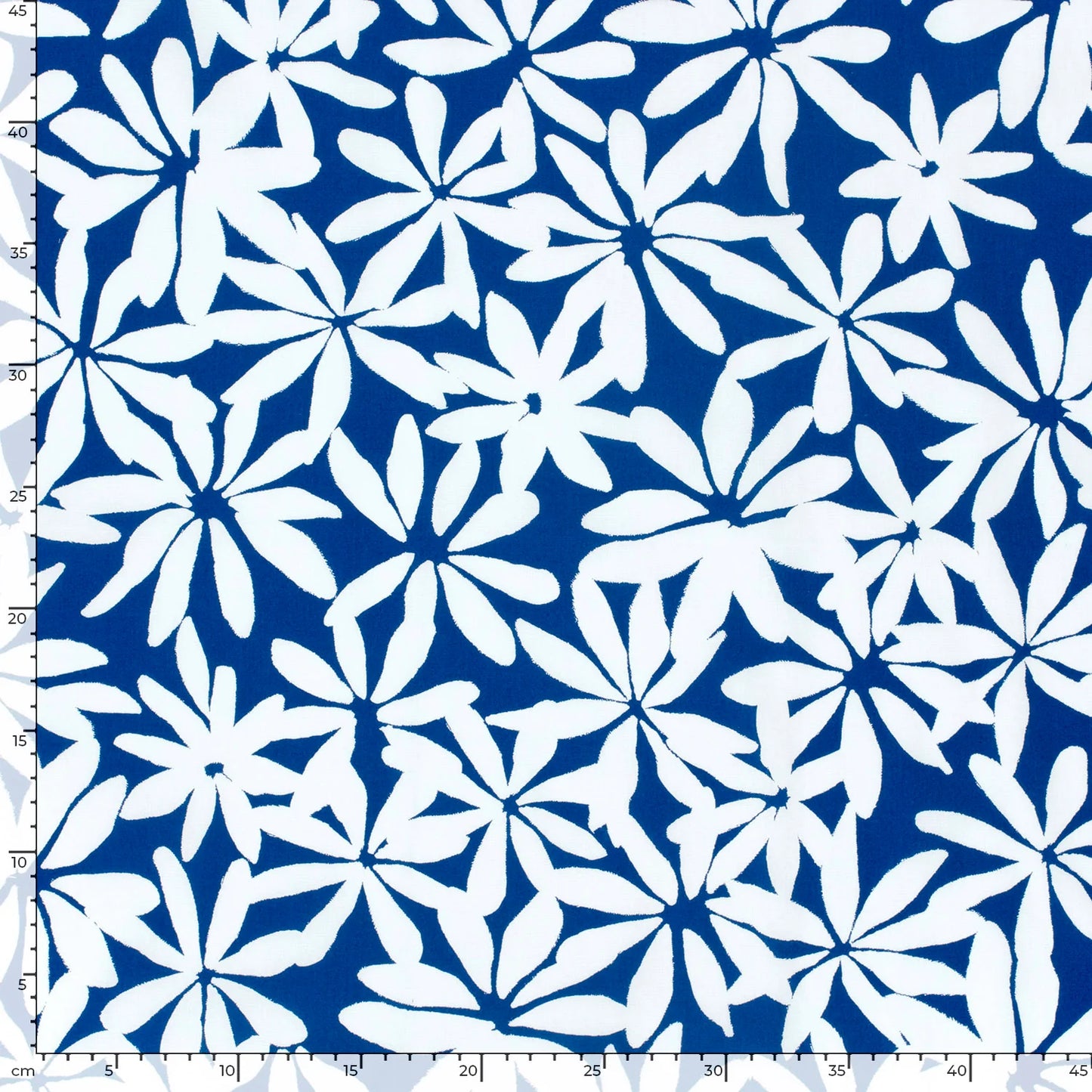 VOILE DE COTON IMPRIME Fleurs Bi couleur bleu
