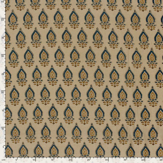 VOILE DE COTON IMPRIME Indien Beige