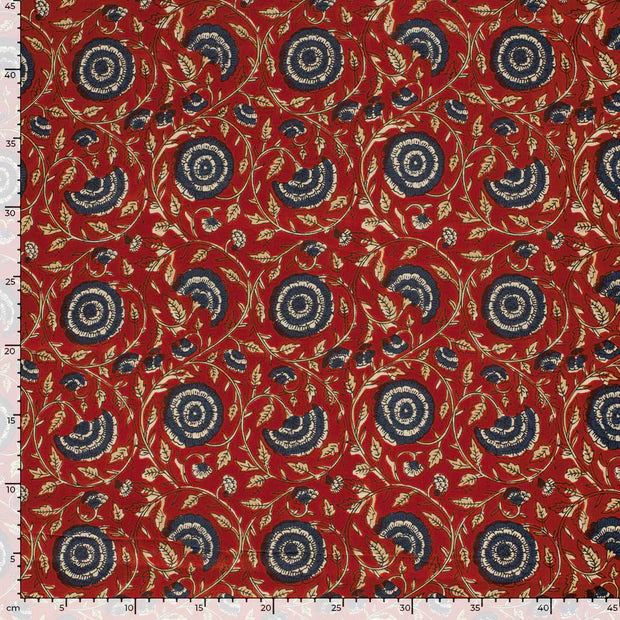 VOILE DE COTON IMPRIME Indien Brique