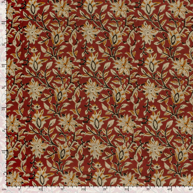 VOILE DE COTON IMPRIME Indien Terracotta