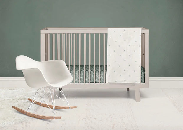 COTON IMPRIME Feuillage Blanc fond Kaki