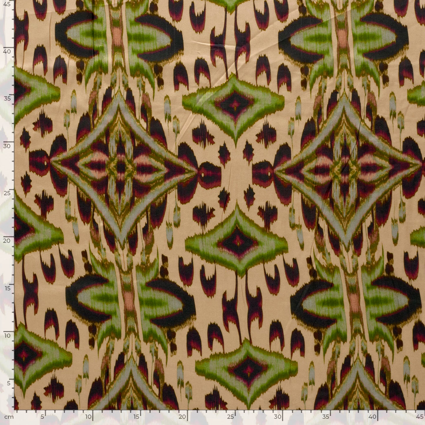 VISCOSE SATINEE IMPRIMEE Abstrait Beige et Kaki