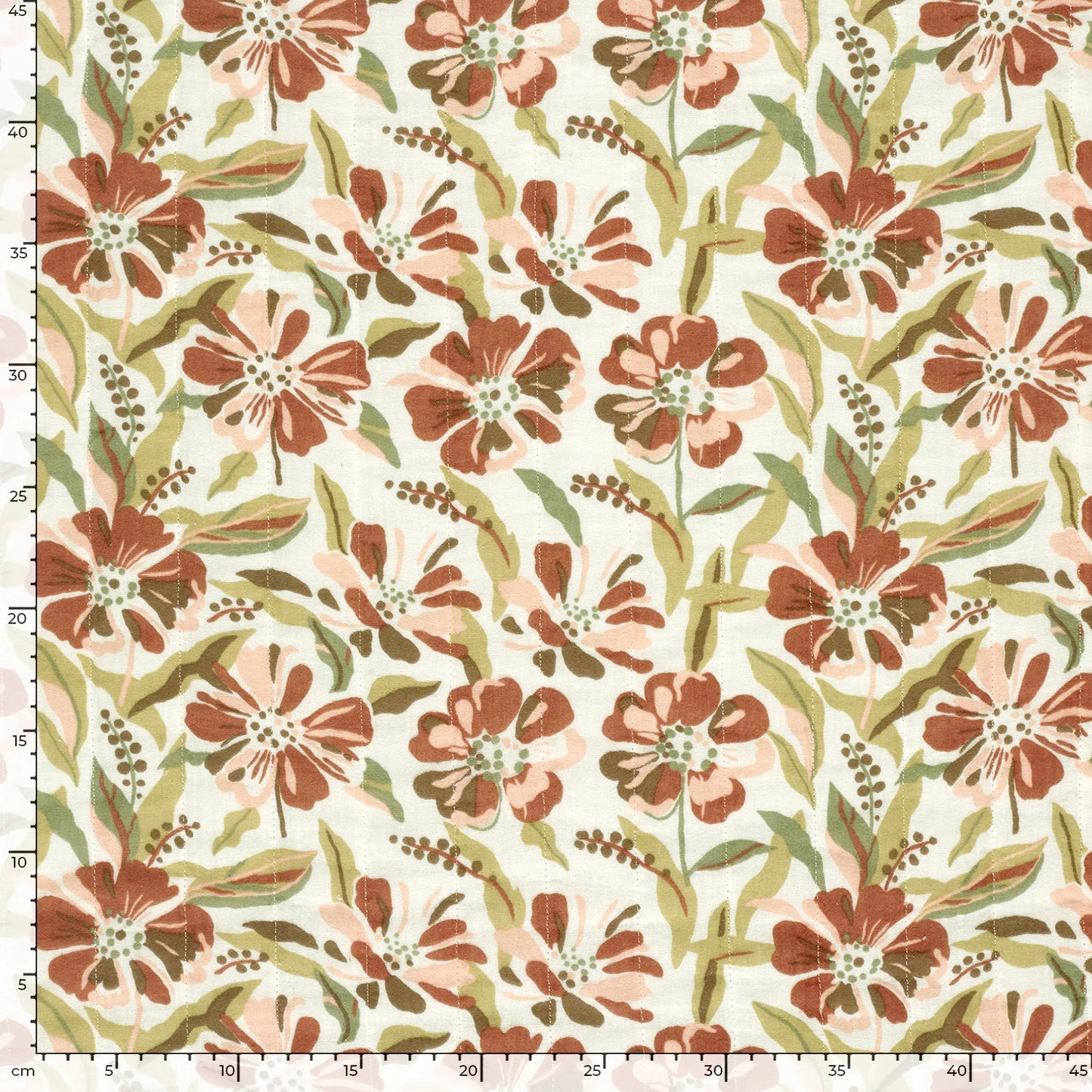 MATELASSE IMPRIME DOUBLE GAZE Kaki Marron Floral