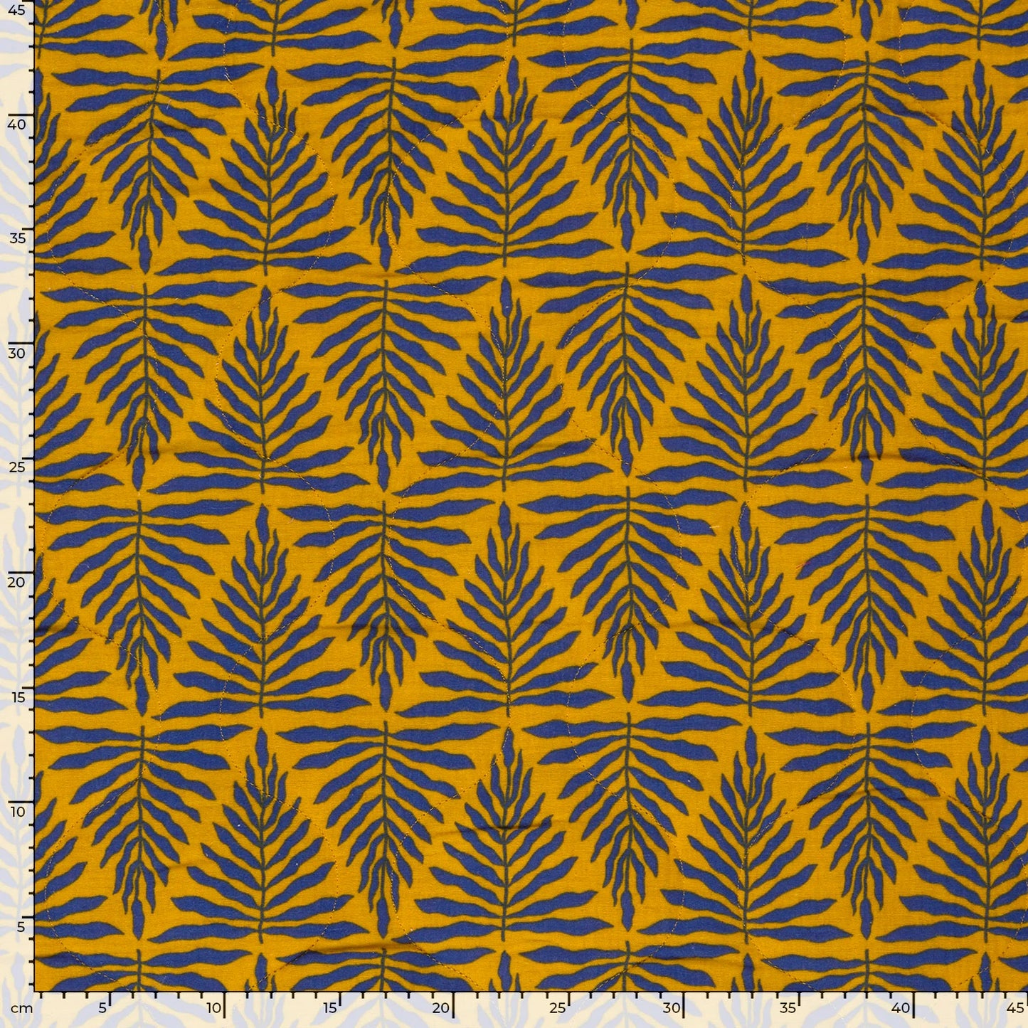 MATELASSE IMPRIME DOUBLE GAZE Moutarde et Bleu