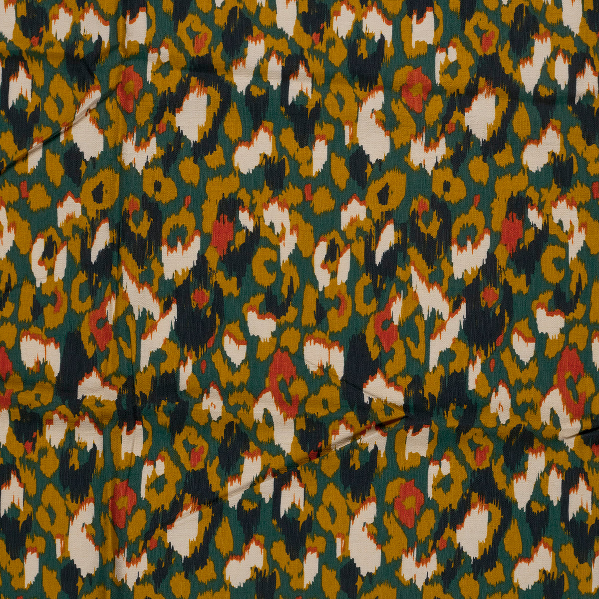 VISCOSE TWILL IMPRIMEE Graou Abstrait Kaki et Beige