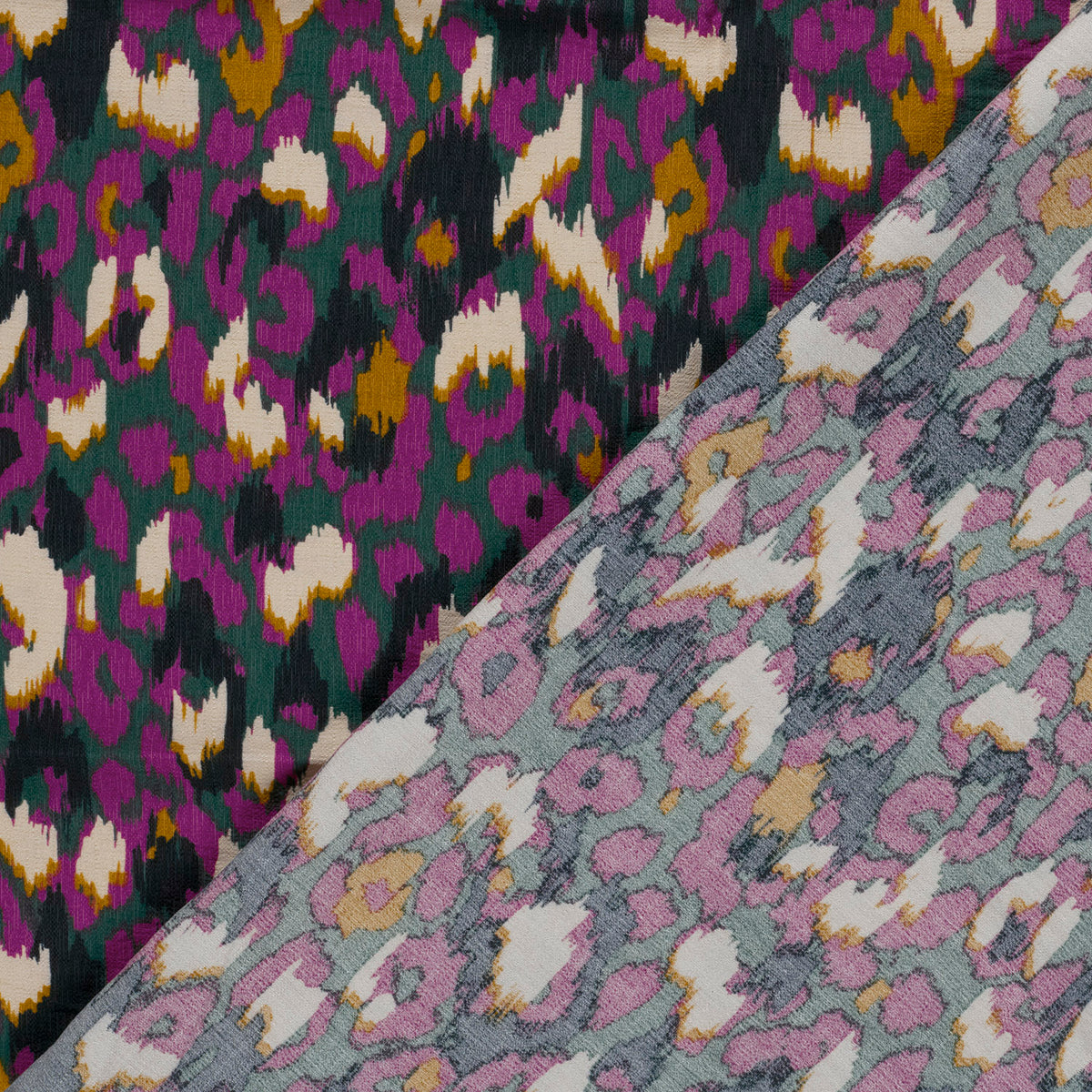 VISCOSE TWILL IMPRIMEE Graou Abstrait Violet et Bleu Canard