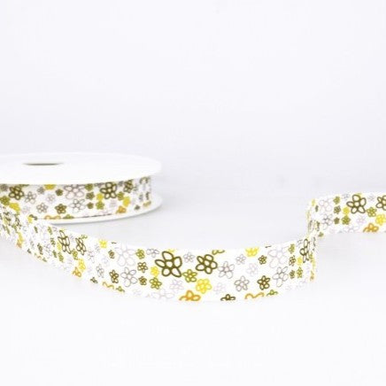 BIAIS IMPRIME Fleurs Jaune-20 cm