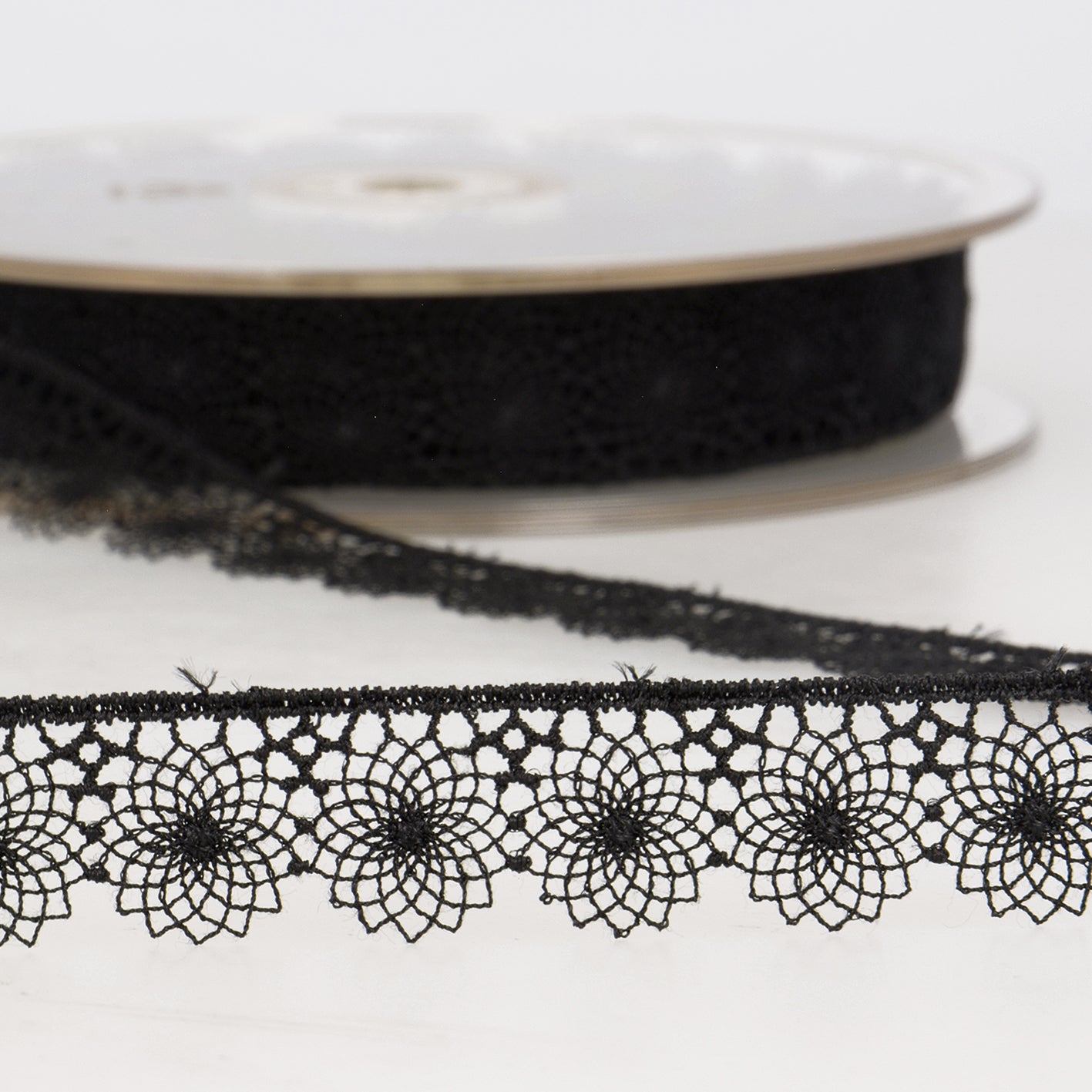RUBAN DENTELLE FLEURS Noir