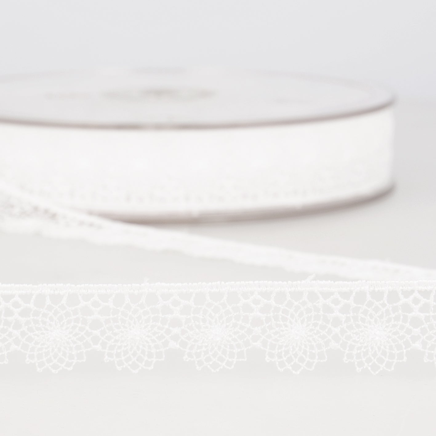 RUBAN DENTELLE FLEURS Blanc