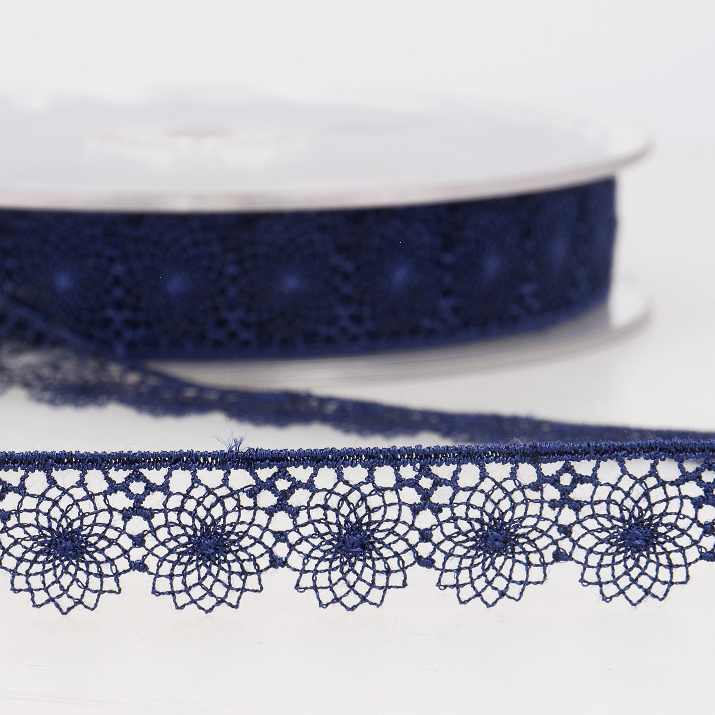 RUBAN DENTELLE FLEURS bleu marine