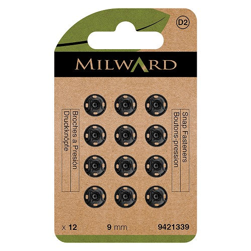 PRESSION A COUDRE Métal Noir 9 mm par 12
