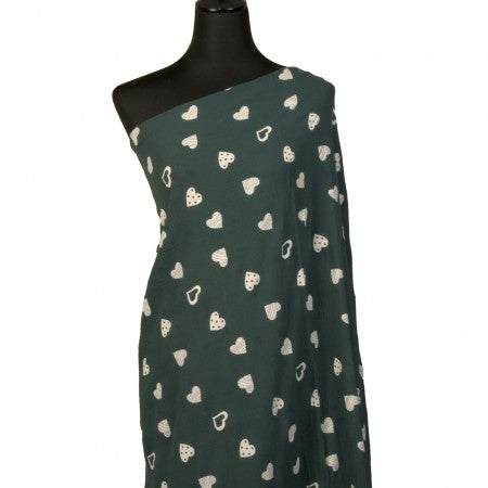 DOUBLE GAZE MOTIF Cœurs Vert Bi couleurs