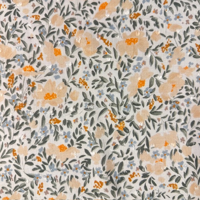 VISCOSE IMPRIMEE Floral Kaki Plumetis