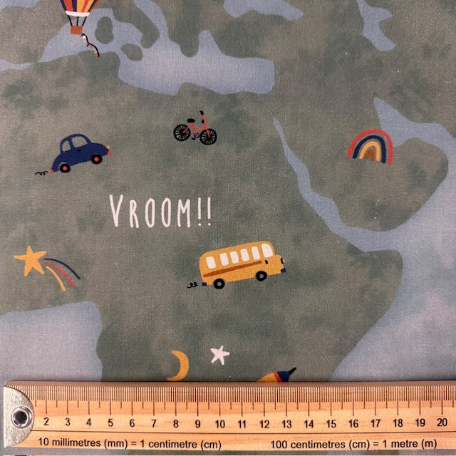 COTON IMPRIME Map Monde Bleu