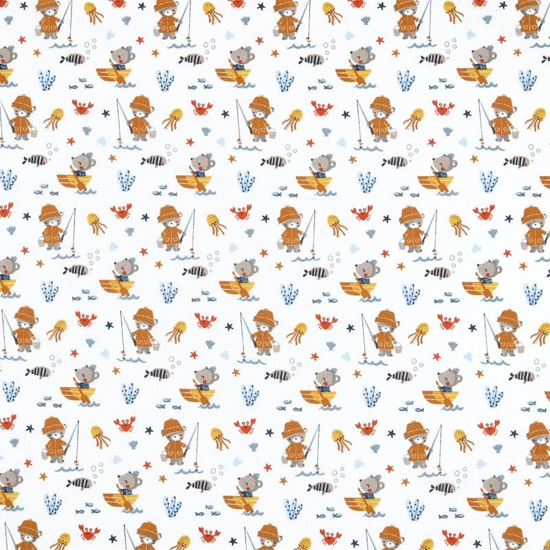 COTON MOTIF imprimé mer