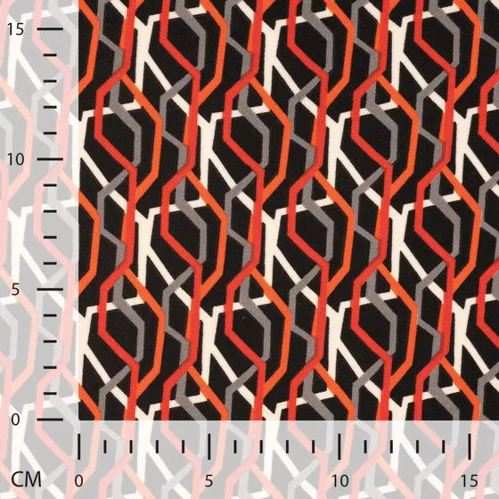 POLYESTER EXTENSIBLE EPAIS IMPRIME Graphique Orangé