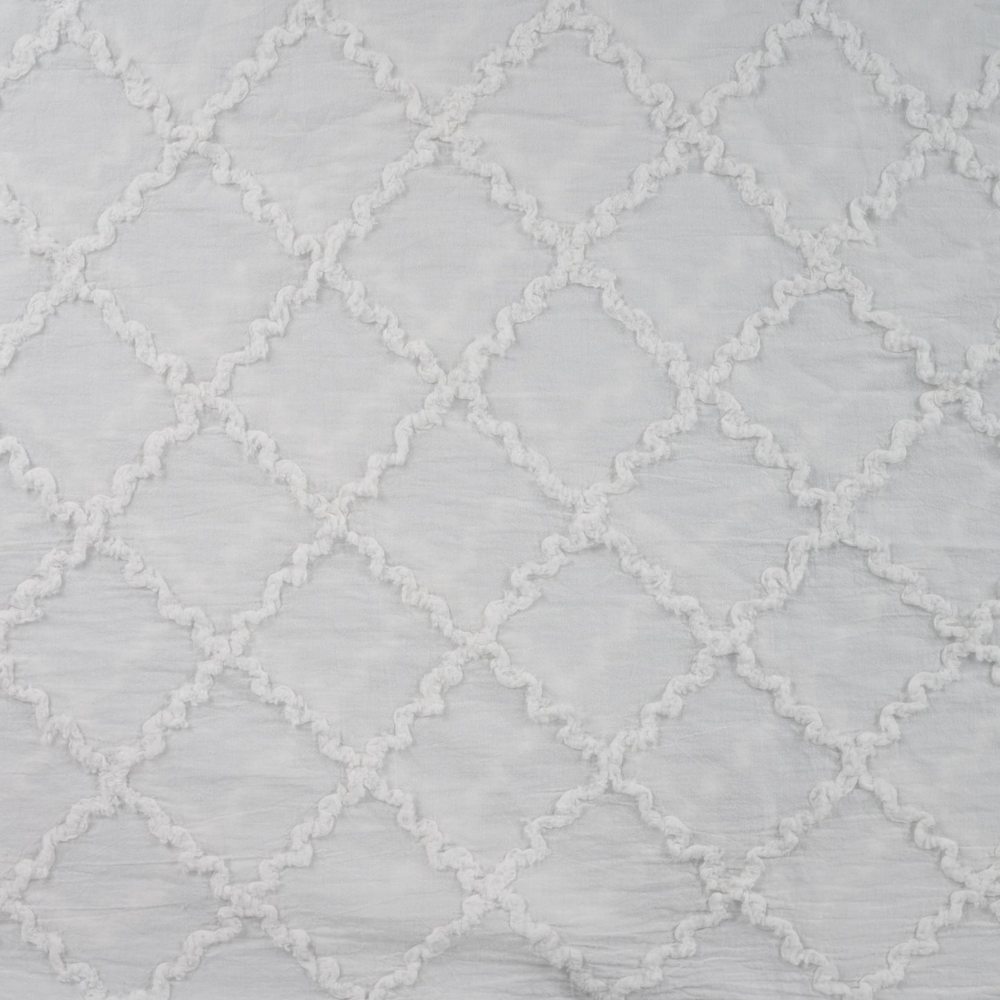 COTON BRODE LOSANGE avec effets Blanc
