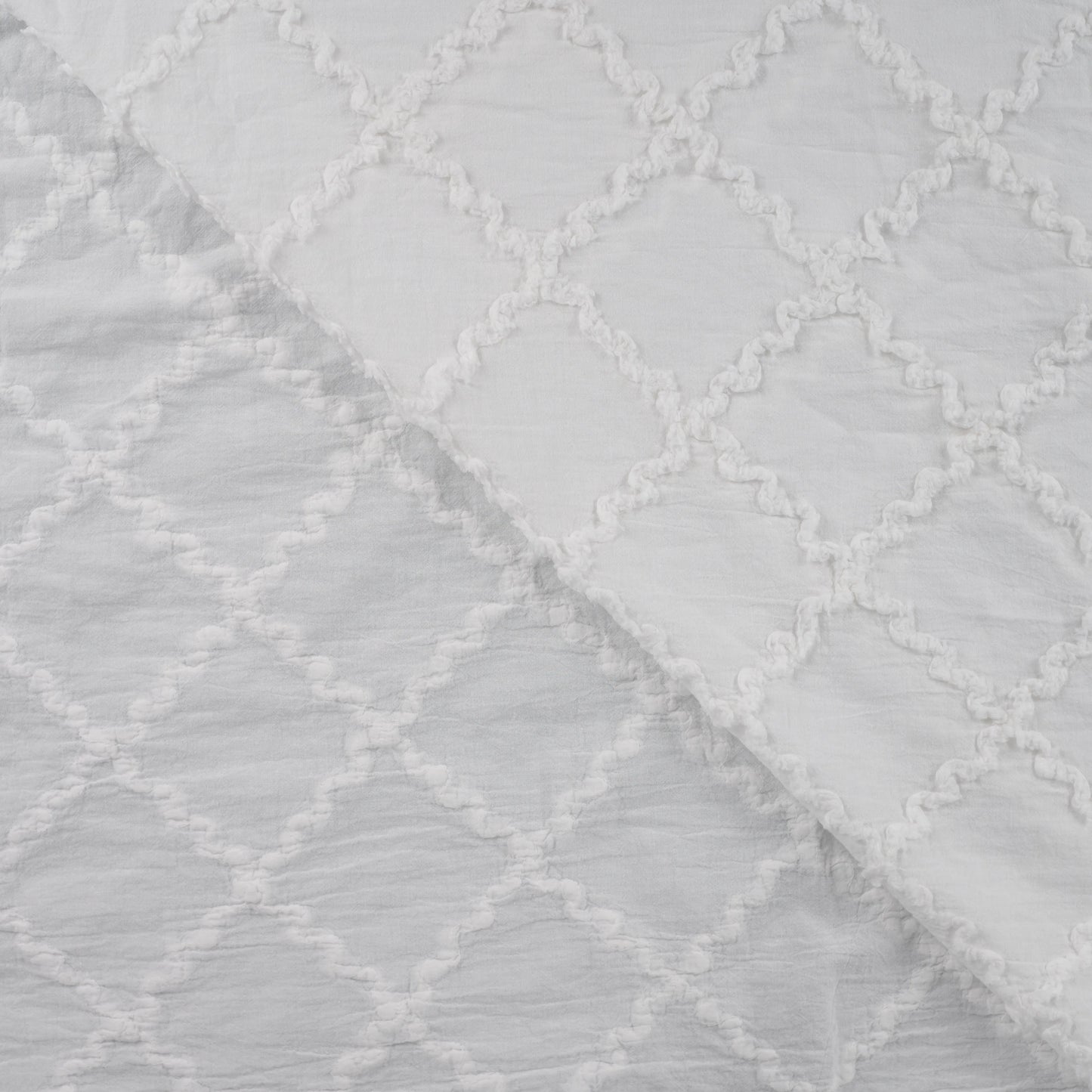 COTON BRODE LOSANGE avec effets Blanc