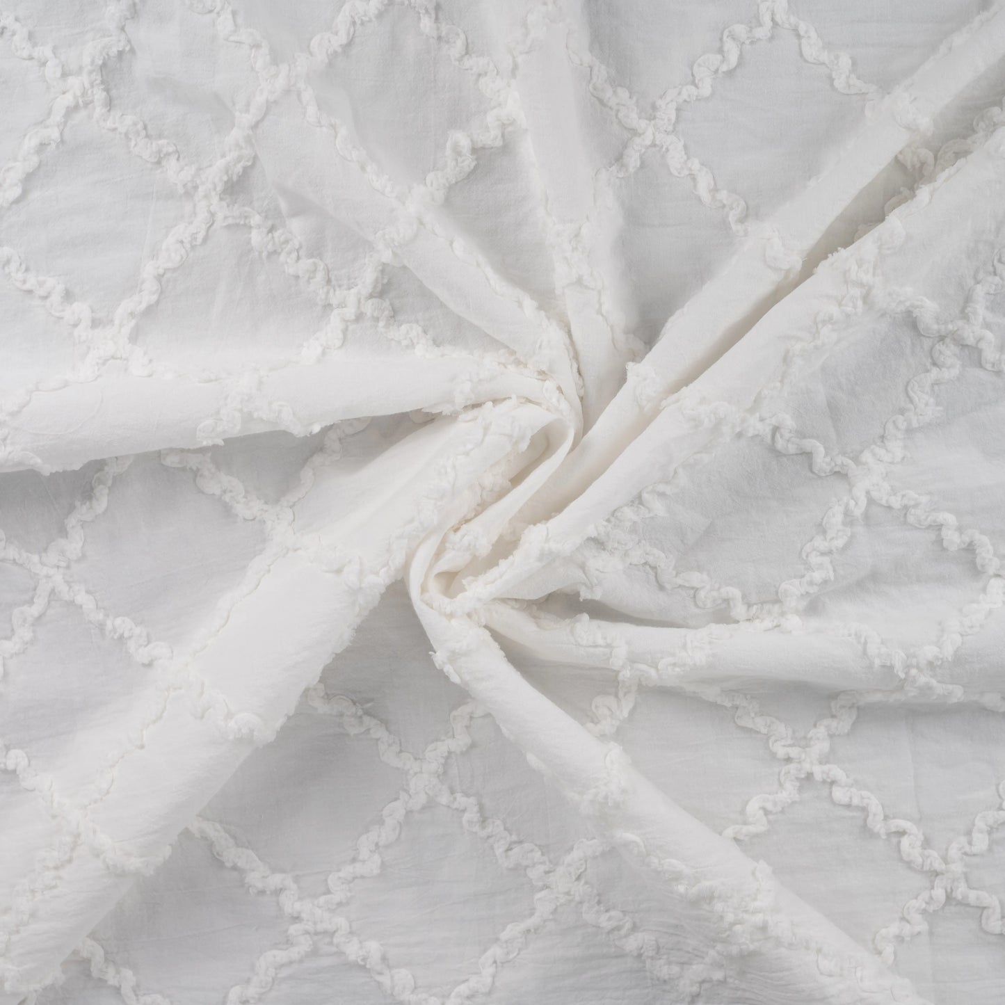 COTON BRODE LOSANGE avec effets Blanc
