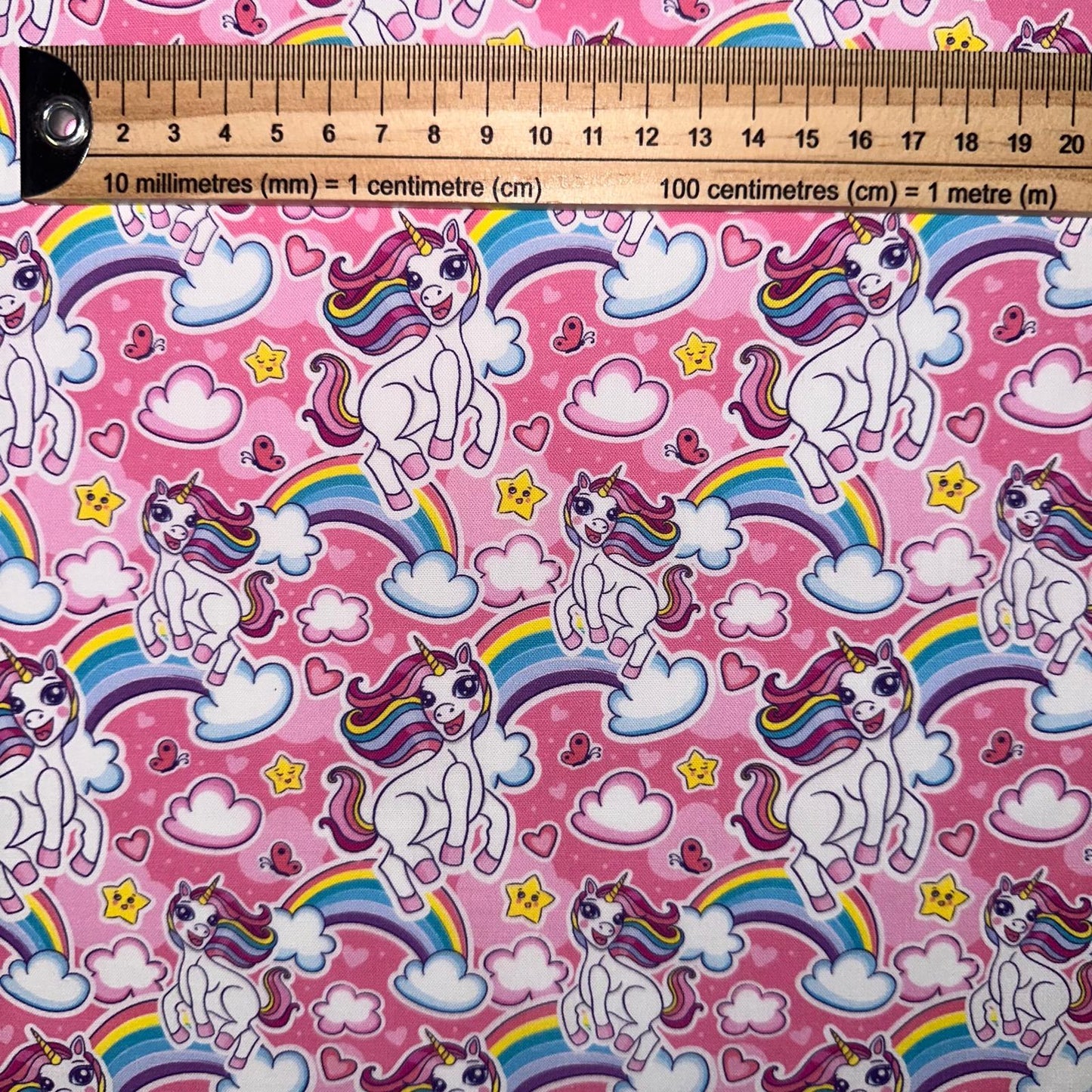COTON IMPRIME Licornes fond Rose