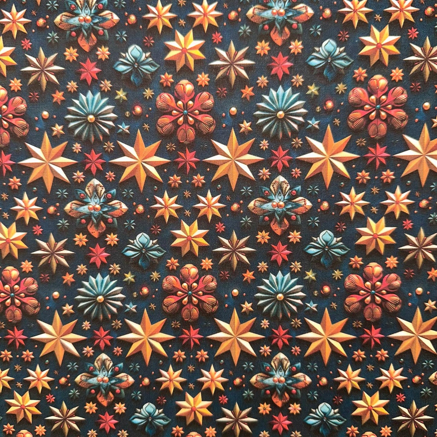 COTON IMPRIME fond Noir Noel