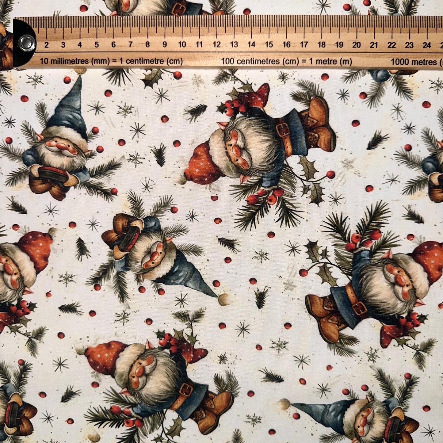 COTON IMPRIME Gnomes Noel