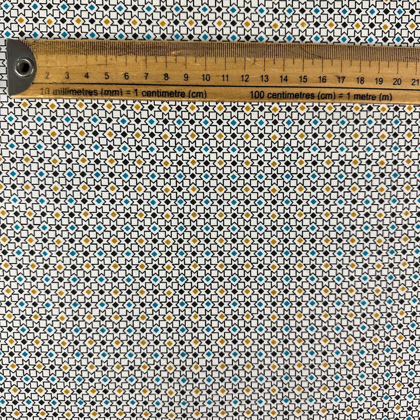 COTON IMPRIME Graphique petits motifs Bleu