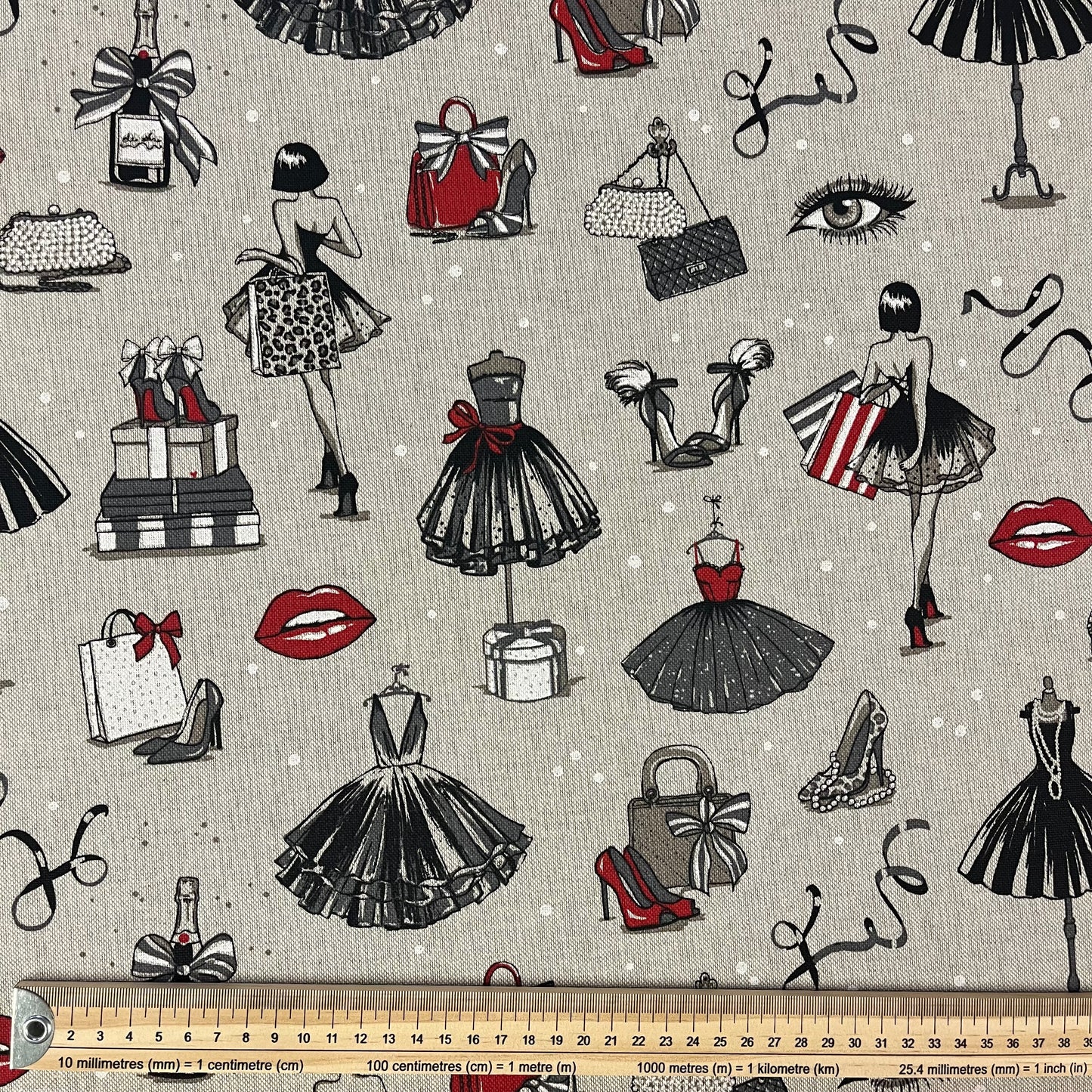 TOILE FOND LIN IMPRIME frou frou