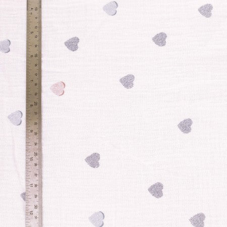 DOUBLE GAZE MOTIF Cœurs Pastel